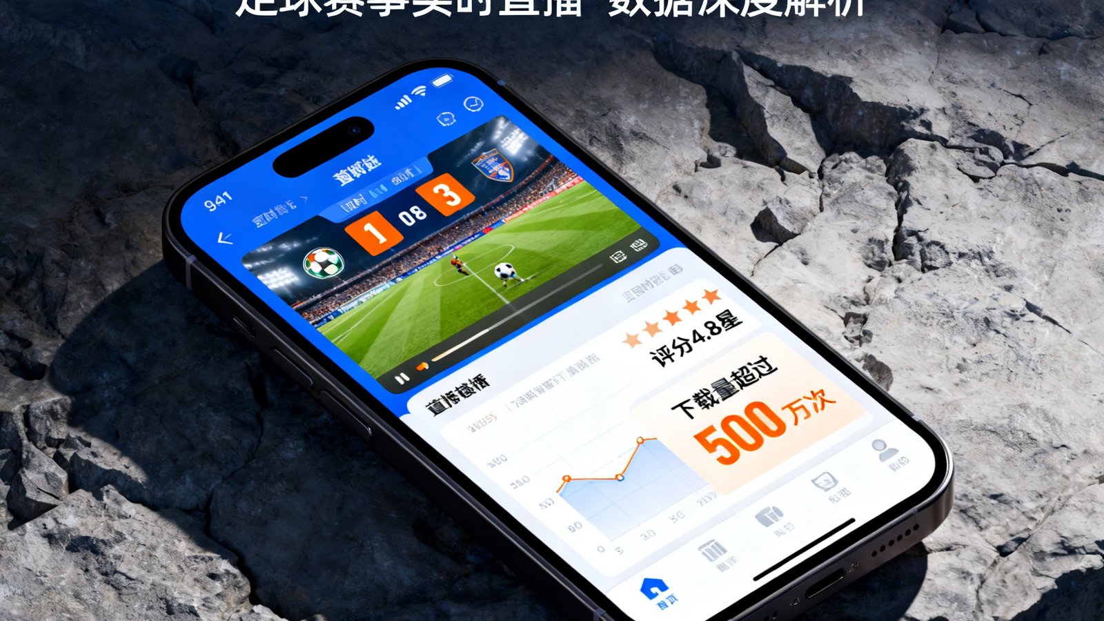 看个球移动端APP在应用商店的展示页面，评分4.8星，下载量超过500万次